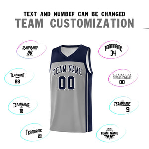 Custom Grey Navy Classic Sets Sports Uniform Basketball Jersey