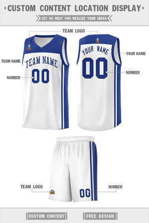 Custom White Royal Classic Sets Sports Uniform Basketball Jersey