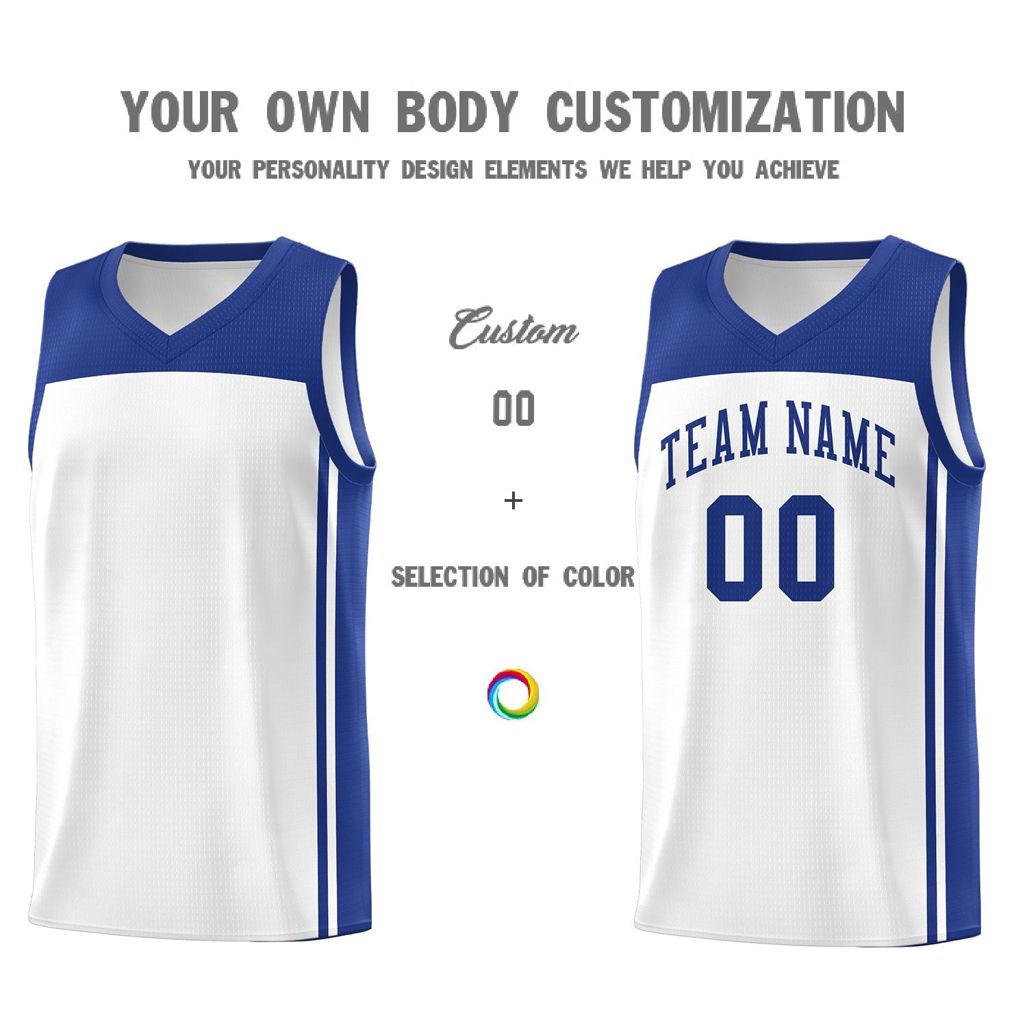 Custom White Royal Classic Sets Sports Uniform Basketball Jersey