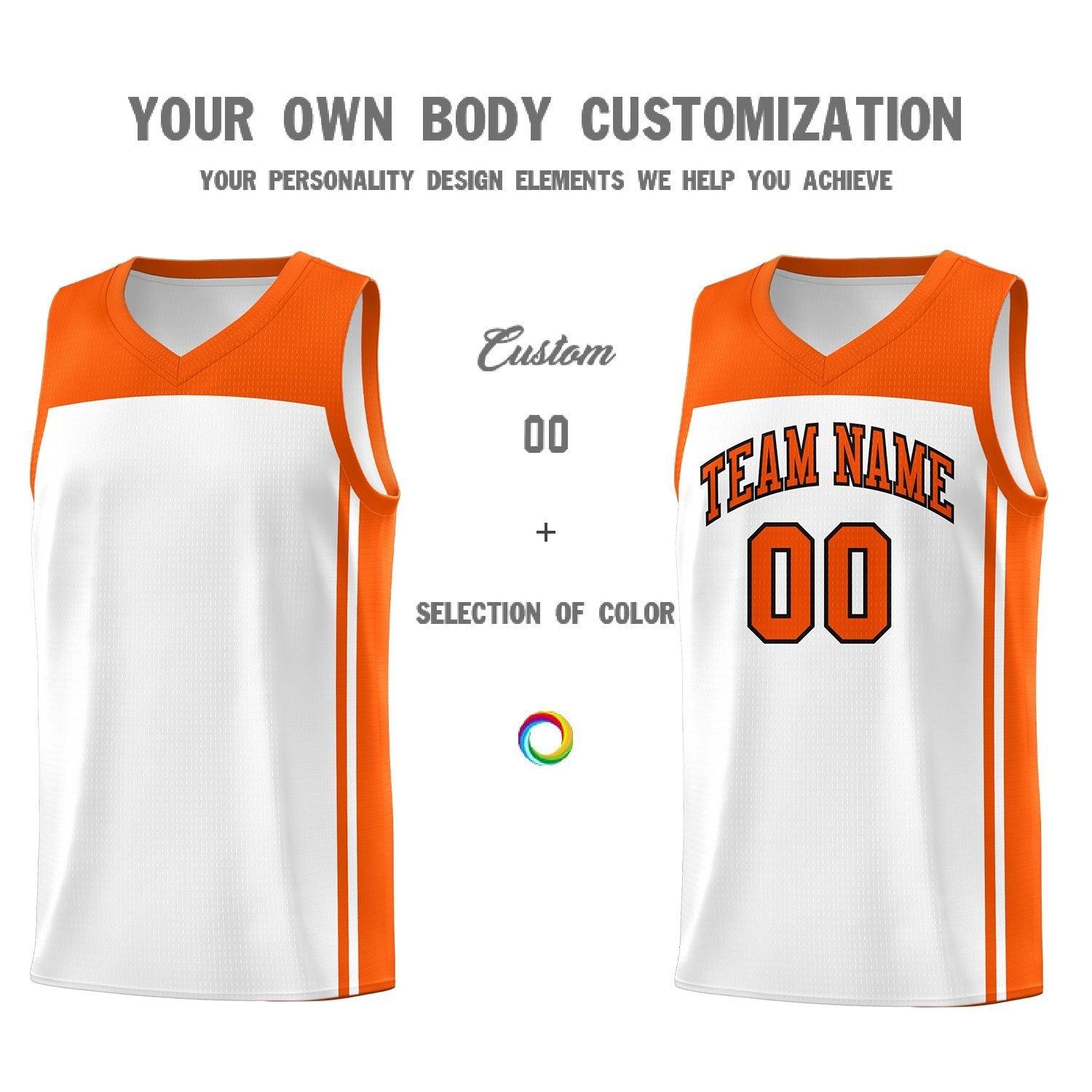 Custom White Orange Classic Sets Sports Uniform Basketball Jersey