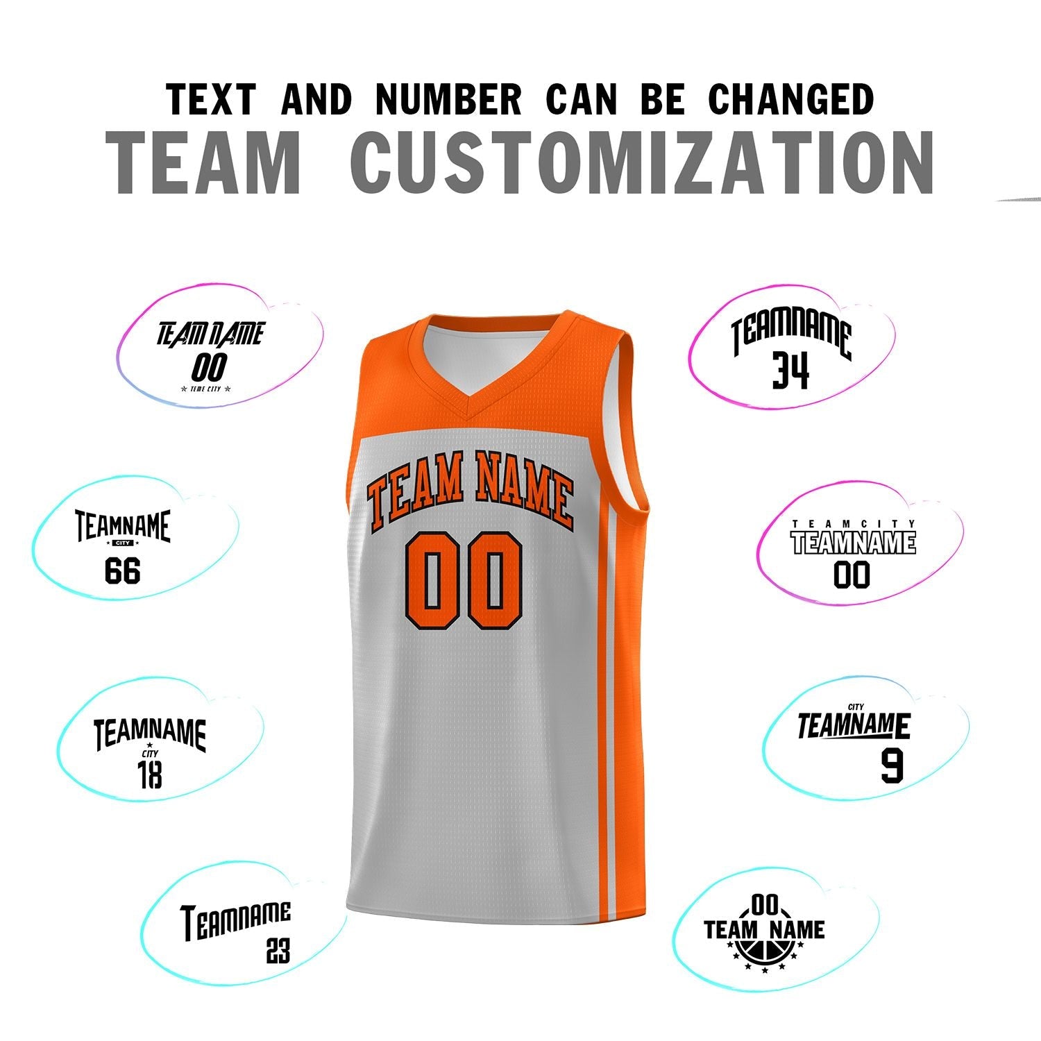 Custom Grey Orange Classic Sets Sports Uniform Basketball Jersey