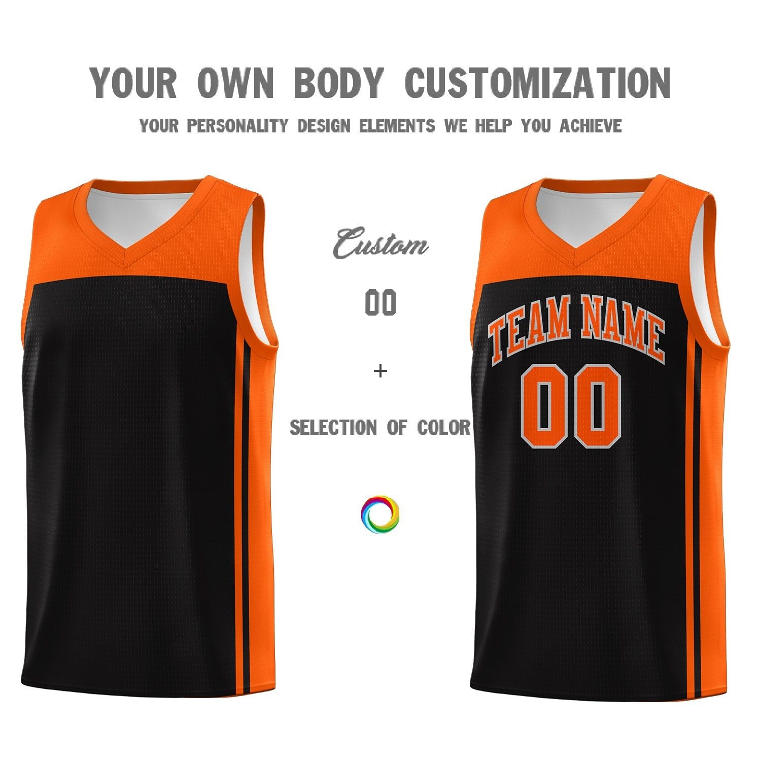 Custom Black Orange Classic Sets Sports Uniform Basketball Jersey