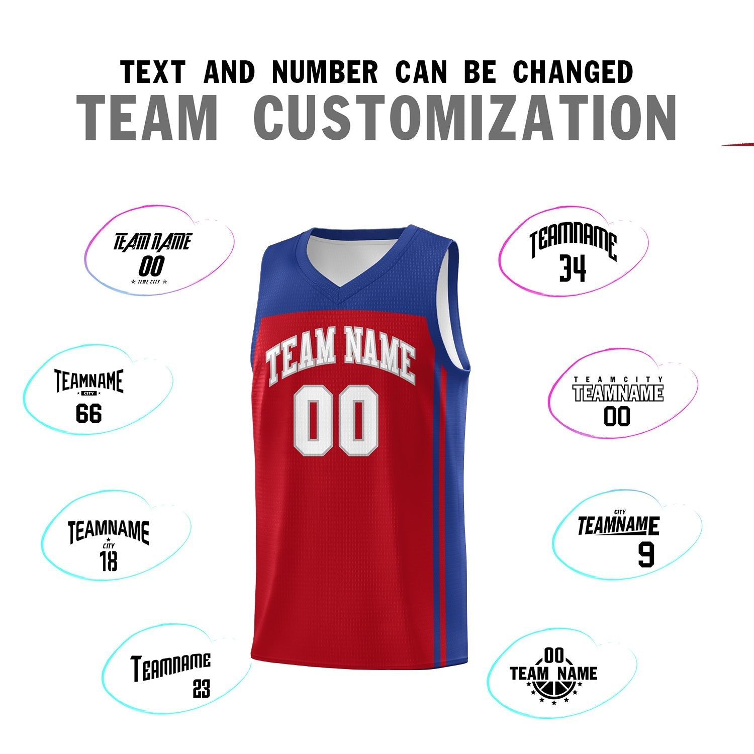 Custom Red Royal Classic Sets Sports Uniform Basketball Jersey