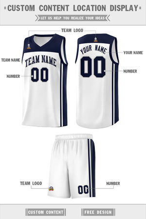 Custom White Navy Classic Sets Sports Uniform Basketball Jersey