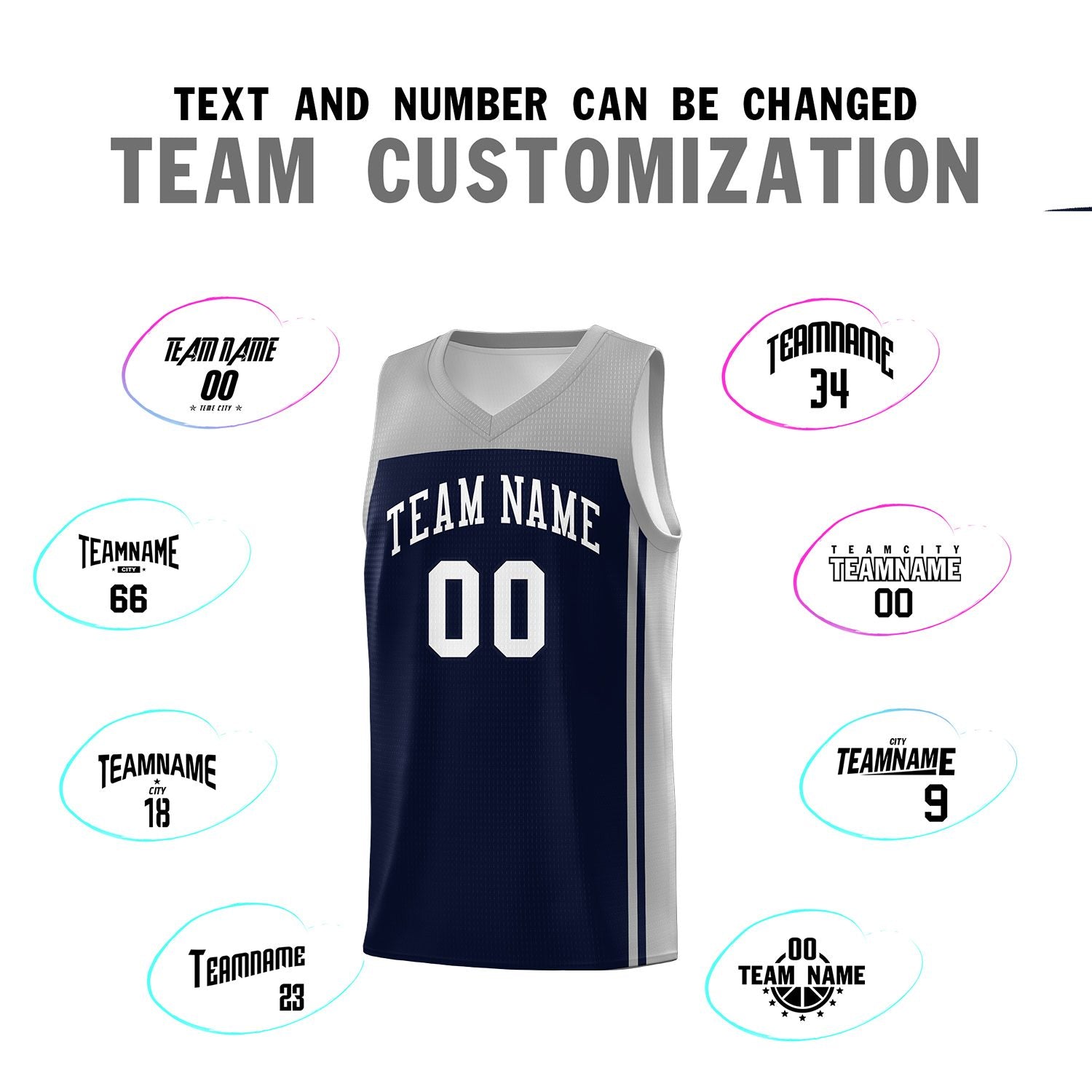 Custom Navy Grey Classic Sets Sports Uniform Basketball Jersey