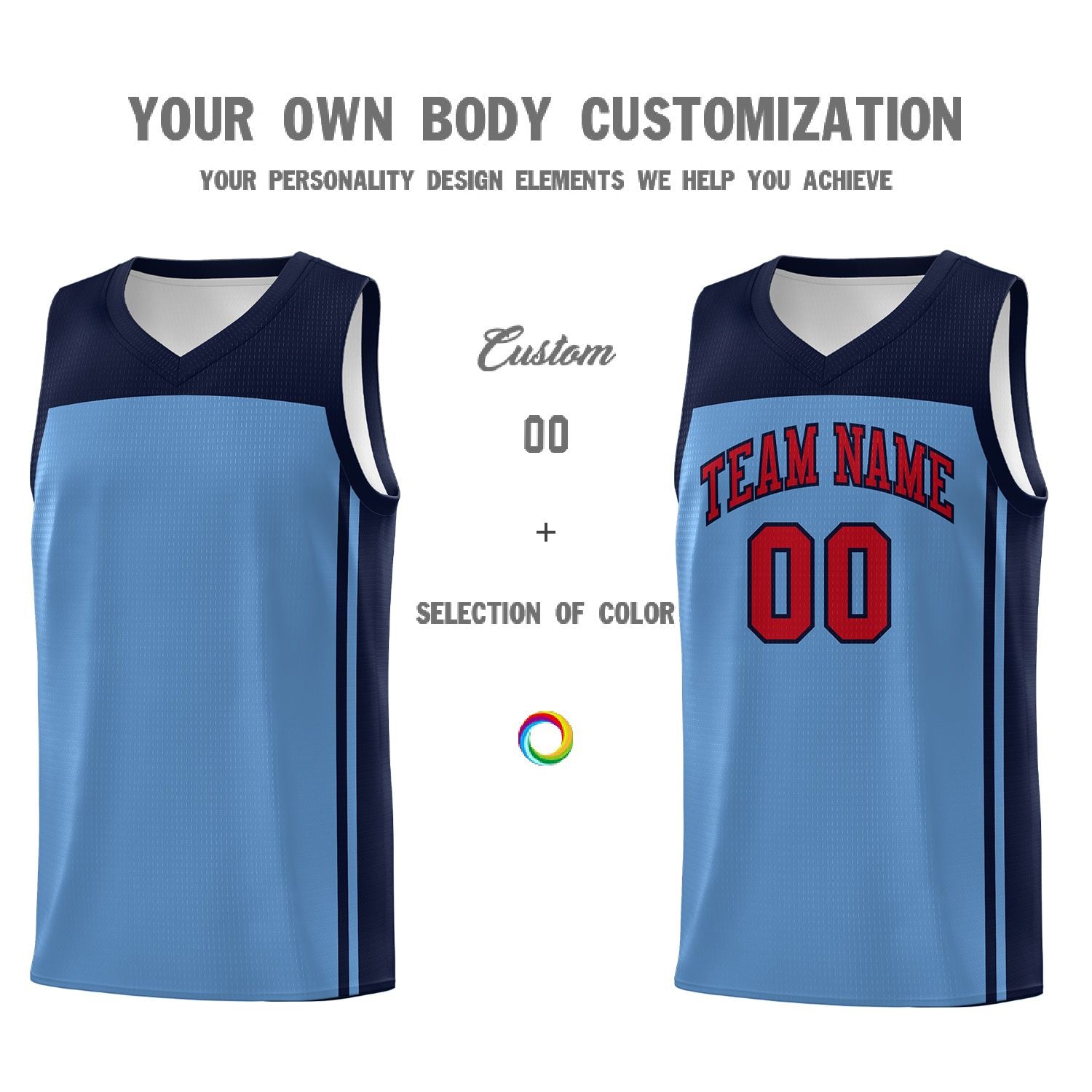 Custom Light Blue Navy Classic Sets Sports Uniform Basketball Jersey