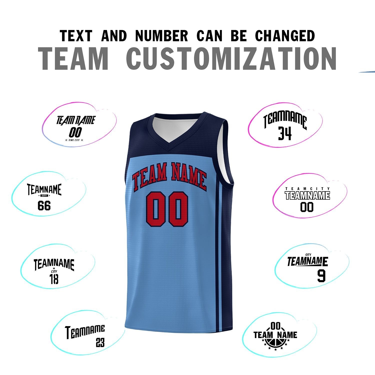 Custom Light Blue Navy Classic Sets Sports Uniform Basketball Jersey