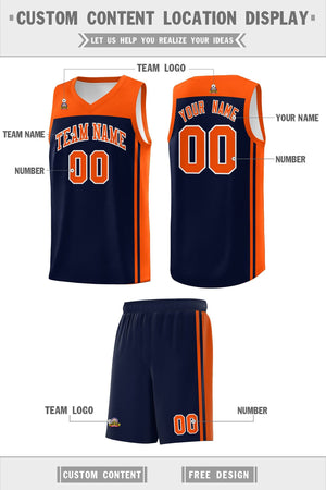 Custom Navy Orange Classic Sets Sports Uniform Basketball Jersey