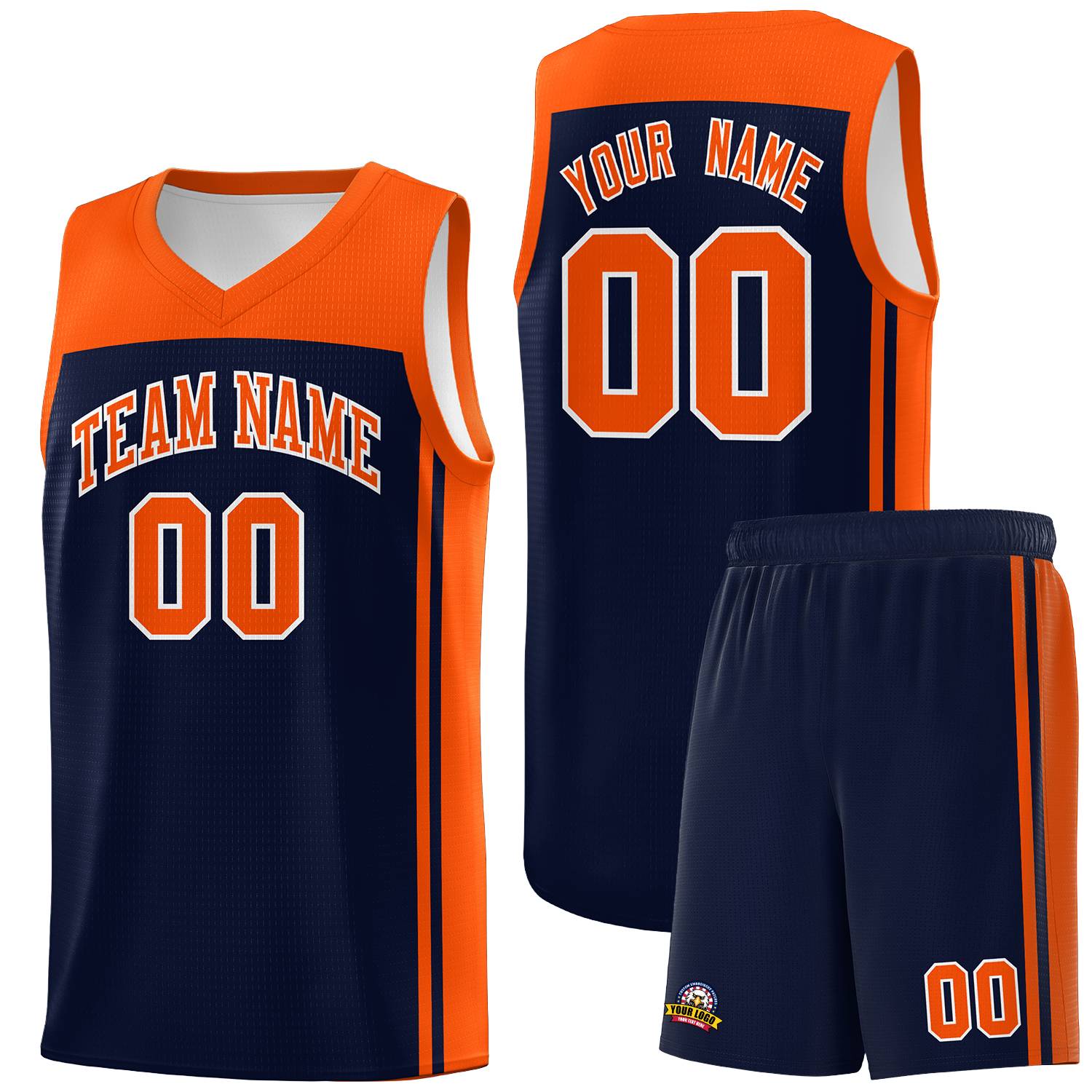 Custom Navy Orange Classic Sets Sports Uniform Basketball Jersey