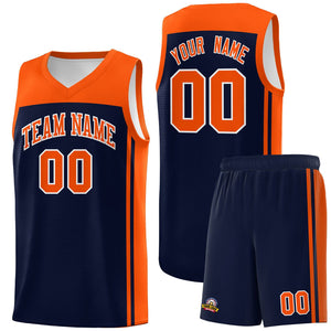 Custom Navy Orange Classic Sets Sports Uniform Basketball Jersey