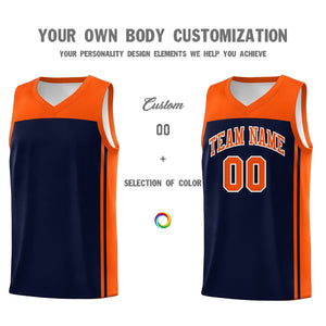 Custom Navy Orange Classic Sets Sports Uniform Basketball Jersey