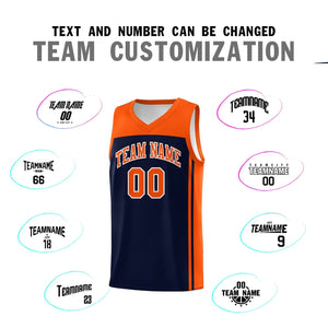 Custom Navy Orange Classic Sets Sports Uniform Basketball Jersey