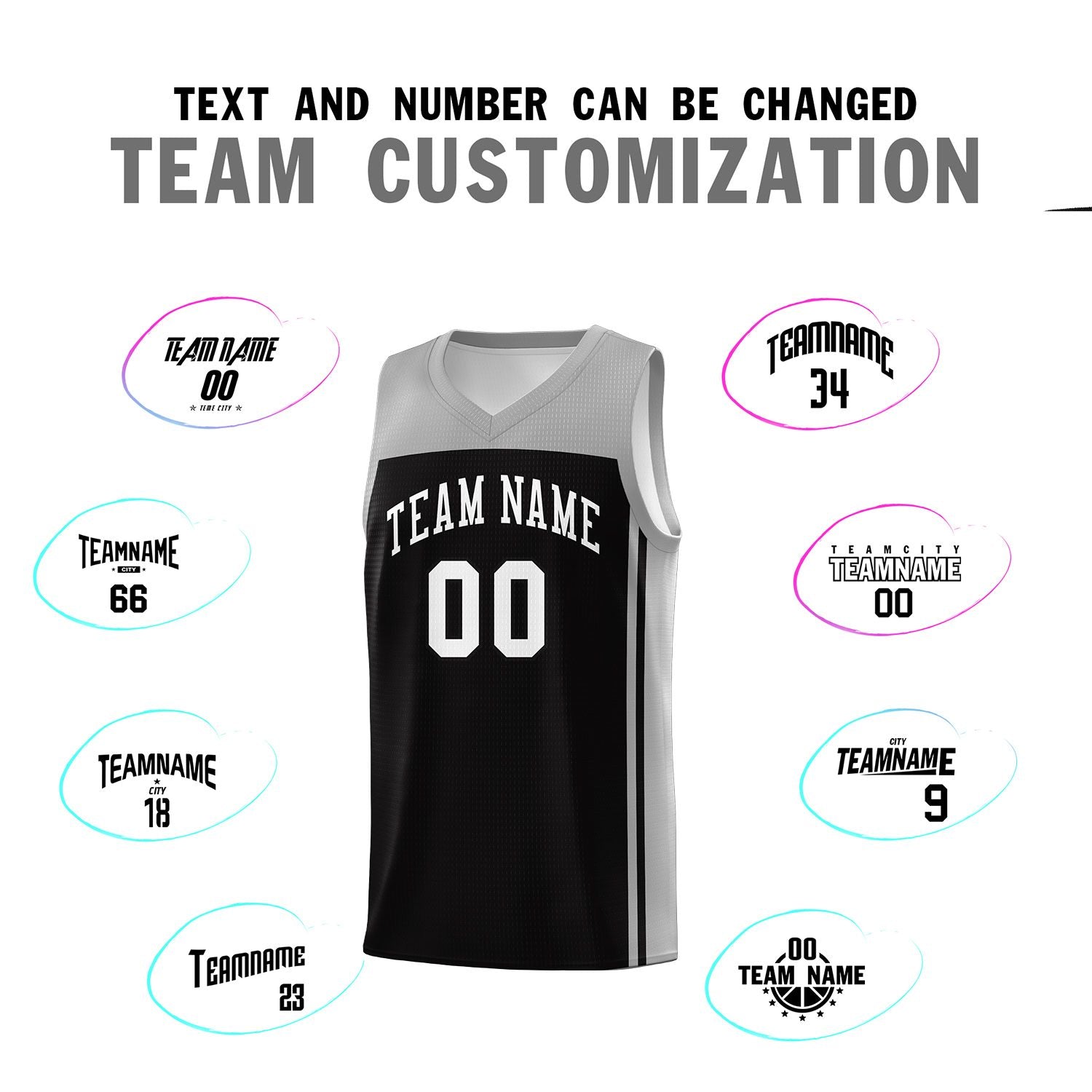 Custom Black Grey Classic Sets Sports Uniform Basketball Jersey