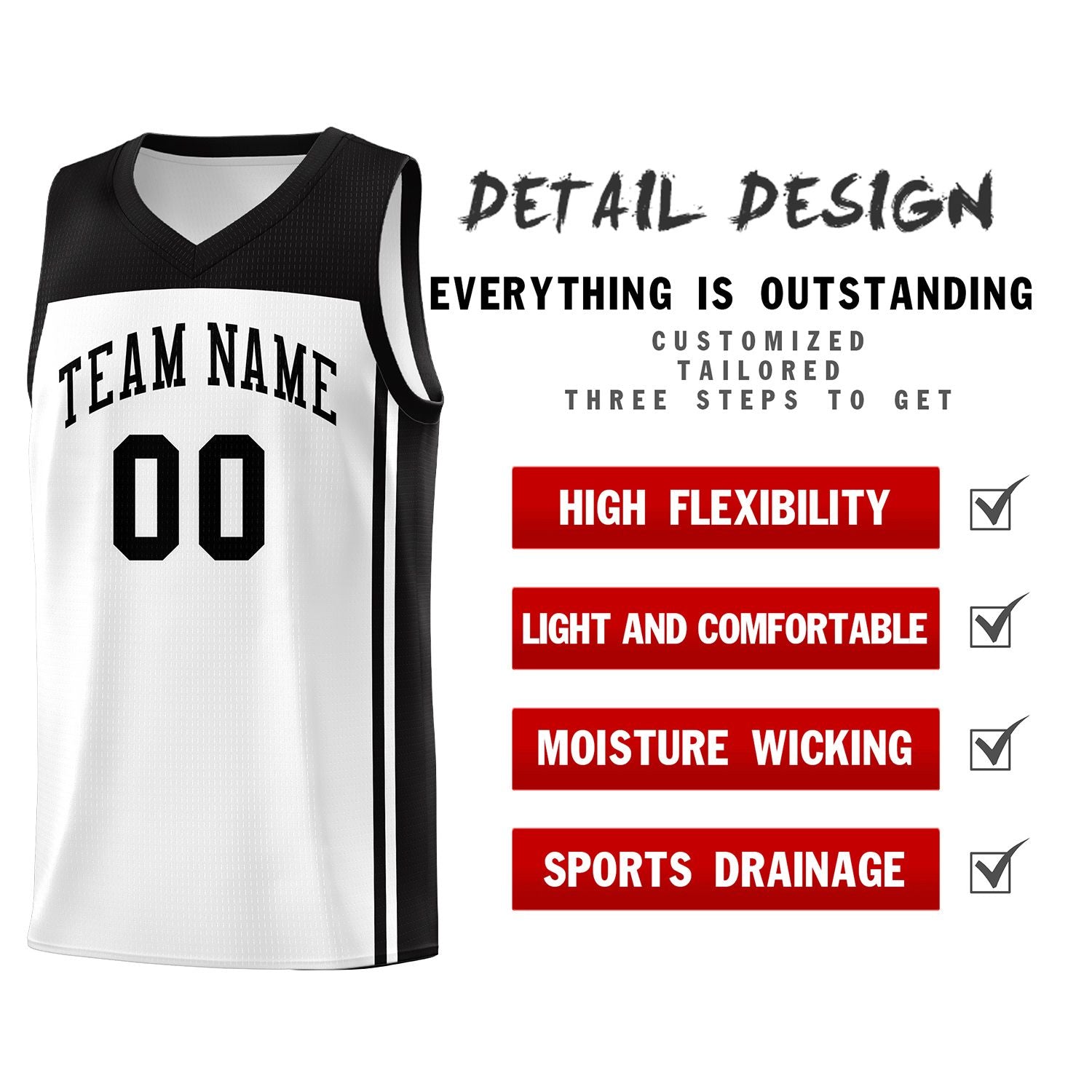 Custom White Black Classic Sets Sports Uniform Basketball Jersey