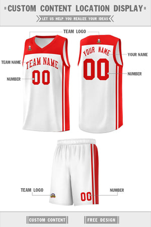 Custom White Red Classic Sets Sports Uniform Basketball Jersey