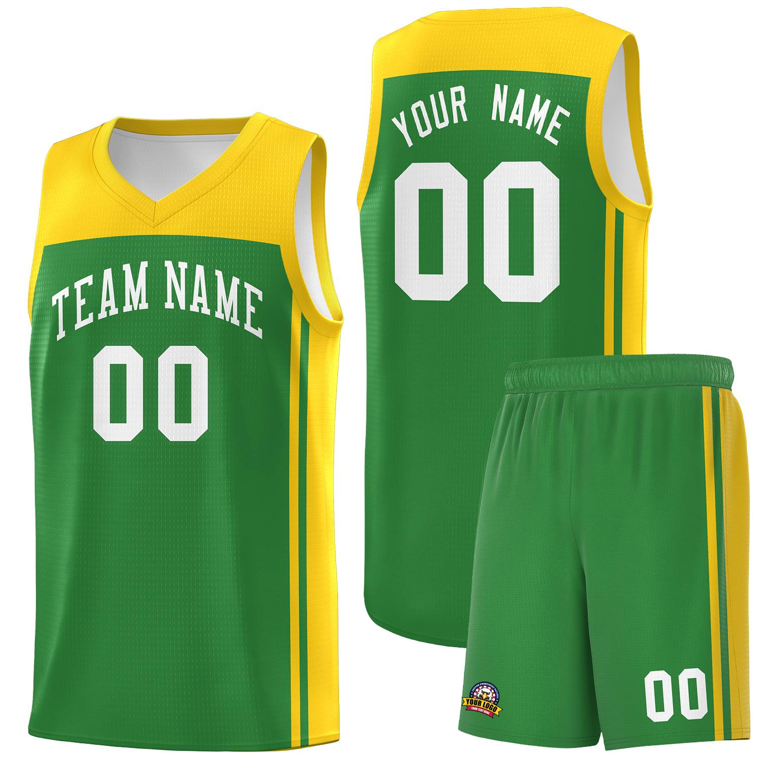 Custom Kelly Green Gold Classic Sets Sports Uniform Basketball Jersey