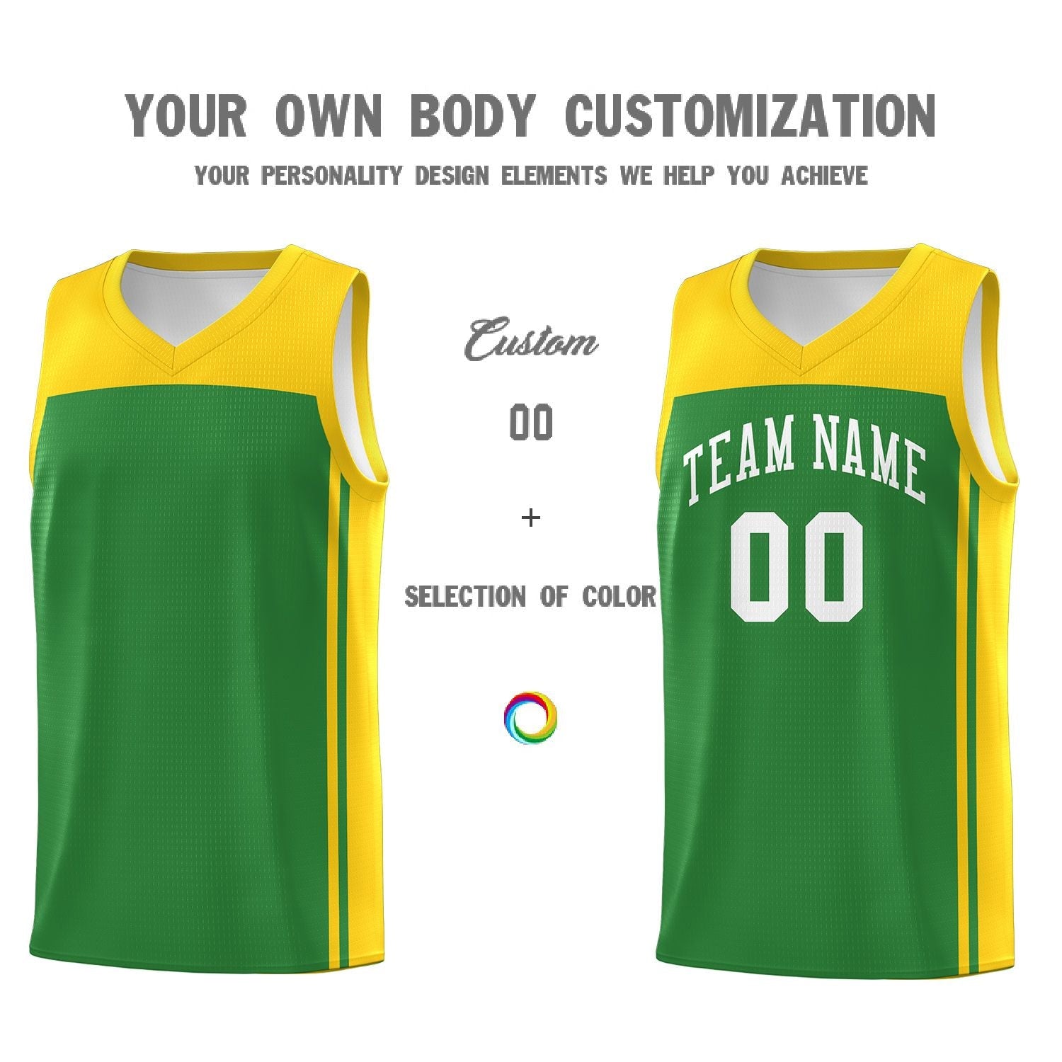 Custom Kelly Green Gold Classic Sets Sports Uniform Basketball Jersey