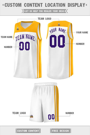 Custom White Yellow Classic Sets Sports Uniform Basketball Jersey