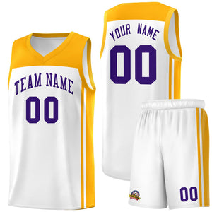 Custom White Yellow Classic Sets Sports Uniform Basketball Jersey