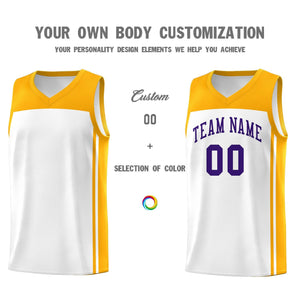 Custom White Yellow Classic Sets Sports Uniform Basketball Jersey