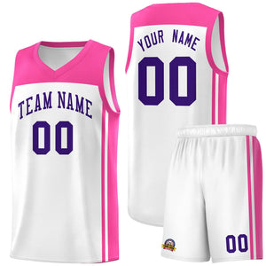 Custom White Pink Classic Sets Sports Uniform Basketball Jersey