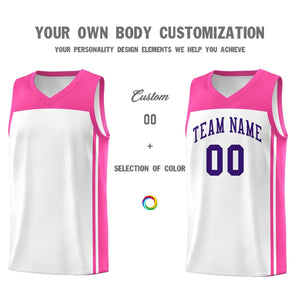 Custom White Pink Classic Sets Sports Uniform Basketball Jersey