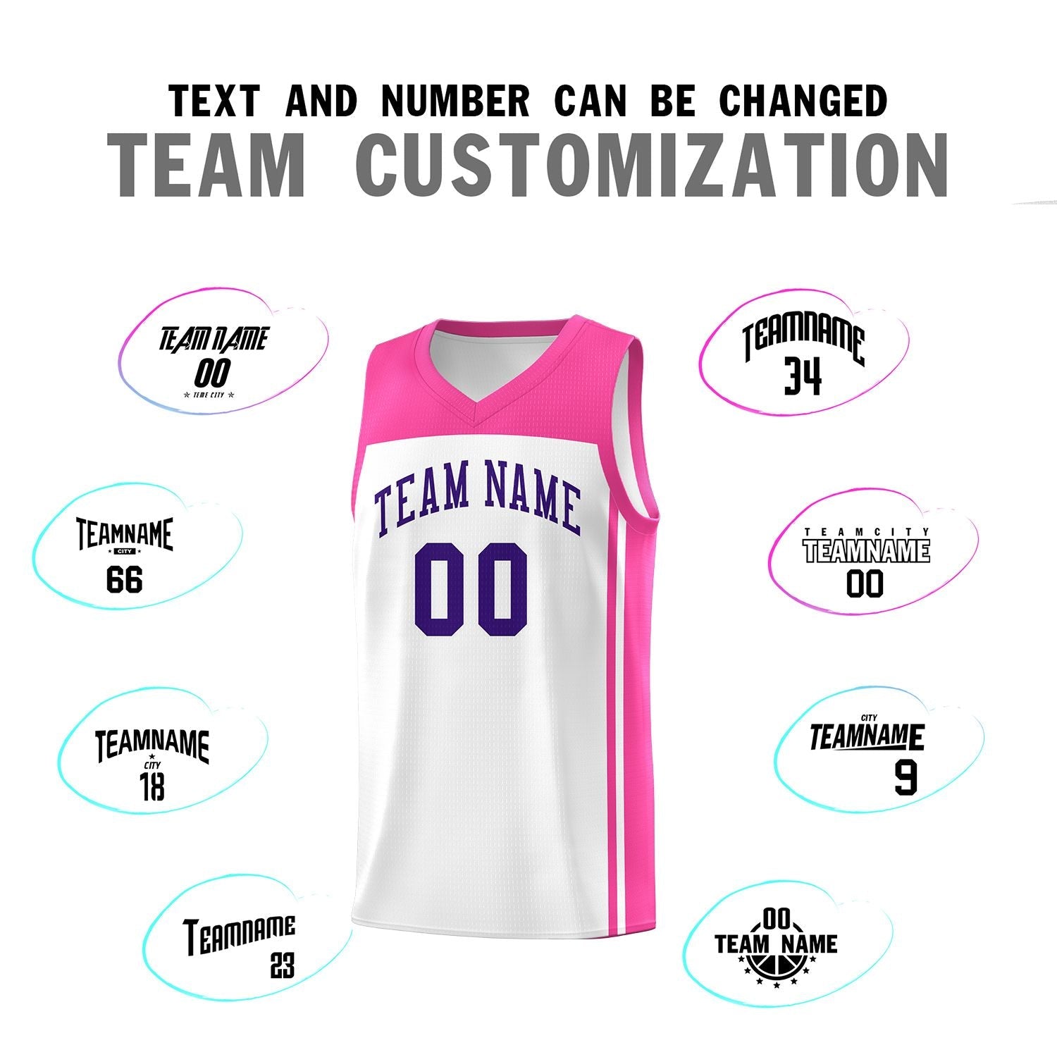 Custom White Pink Classic Sets Sports Uniform Basketball Jersey