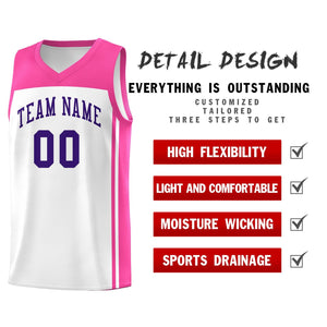 Custom White Pink Classic Sets Sports Uniform Basketball Jersey