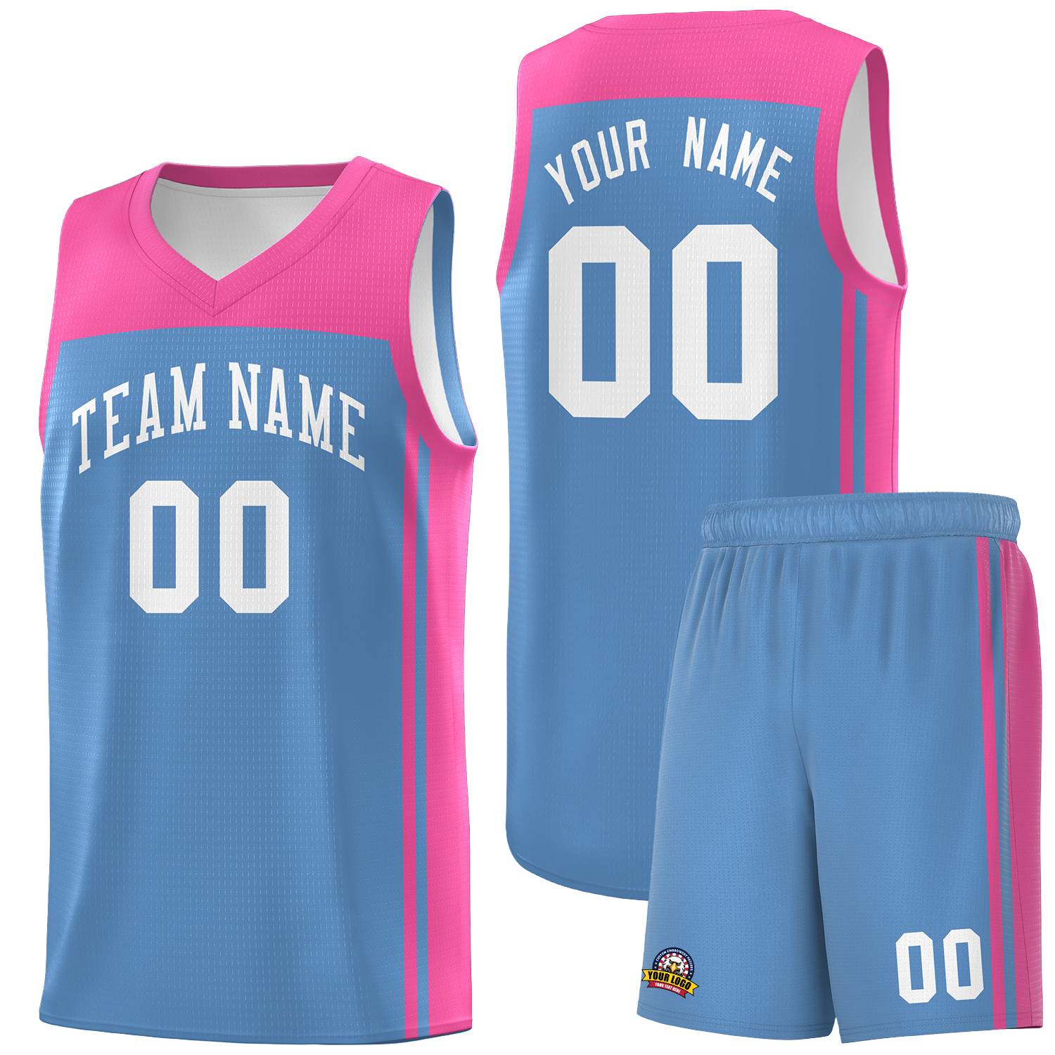 Custom Light Blue Pink Classic Sets Sports Uniform Basketball Jersey