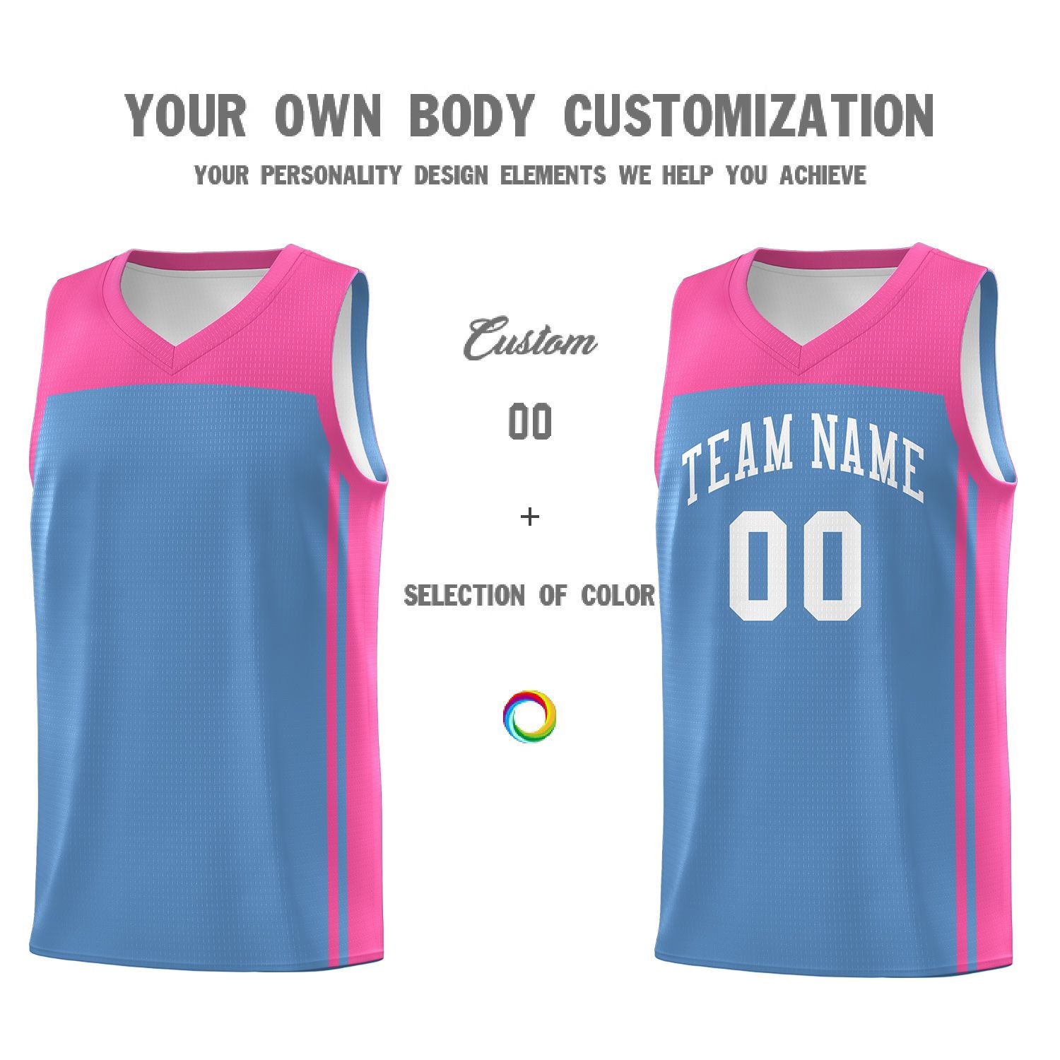 Custom Light Blue Pink Classic Sets Sports Uniform Basketball Jersey