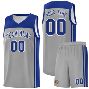 Custom Grey Navy Classic Sets Sports Uniform Basketball Jersey