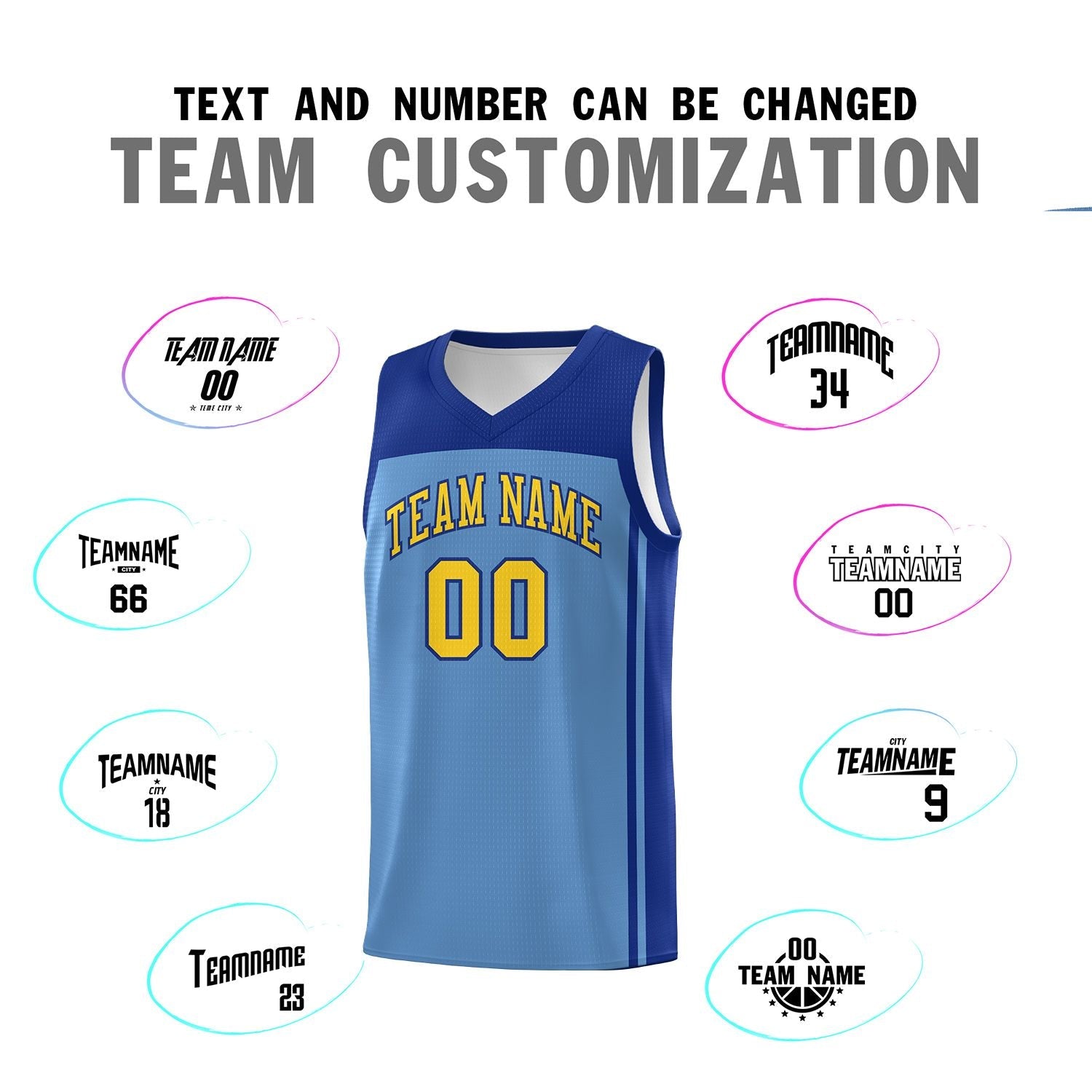 Custom Light Blue Royal Classic Sets Sports Uniform Basketball Jersey