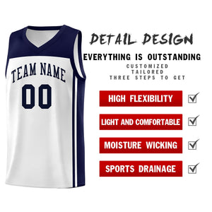 Custom White Navy Classic Sets Sports Uniform Basketball Jersey