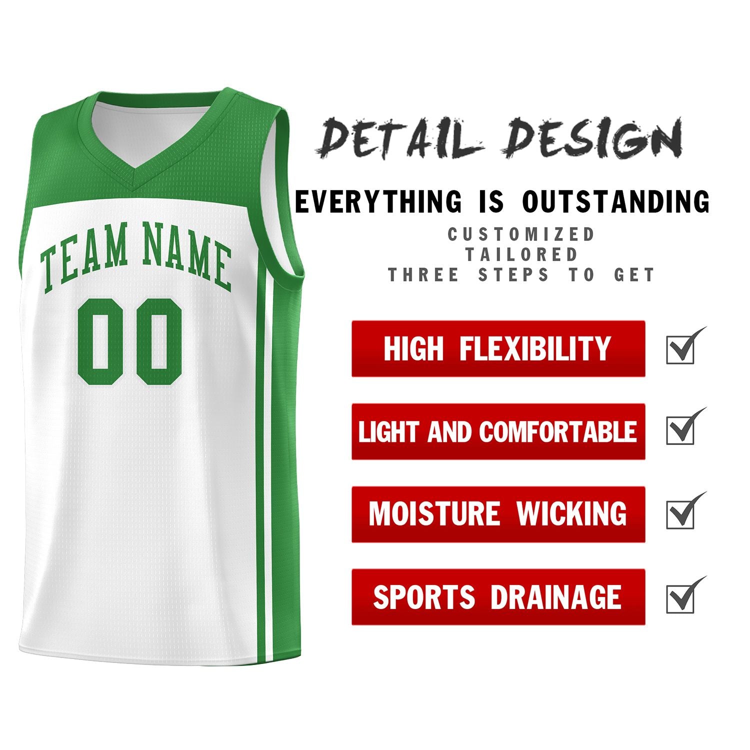 Custom White Kelly Green Classic Sets Sports Uniform Basketball Jersey