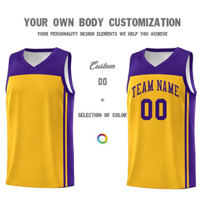 Custom Yellow Purple Classic Sets Sports Uniform Basketball Jersey