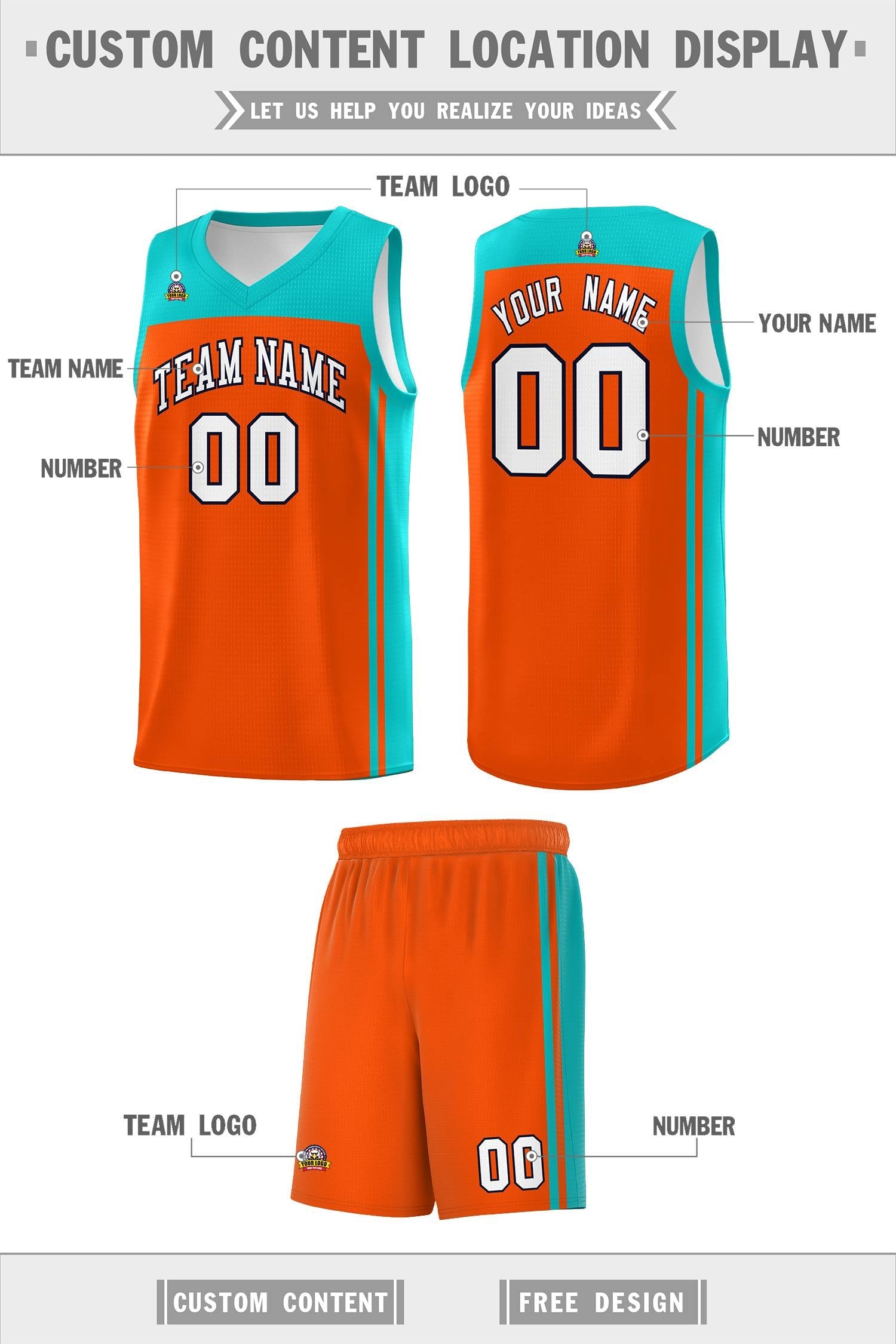 Custom Orange Bright Green Classic Sets Sports Uniform Basketball Jersey