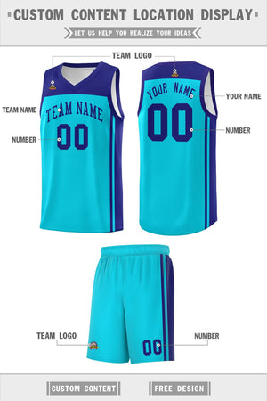 Custom Sky Blue Purple Classic Sets Sports Uniform Basketball Jersey