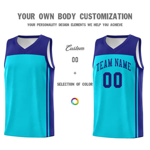 Custom Sky Blue Purple Classic Sets Sports Uniform Basketball Jersey