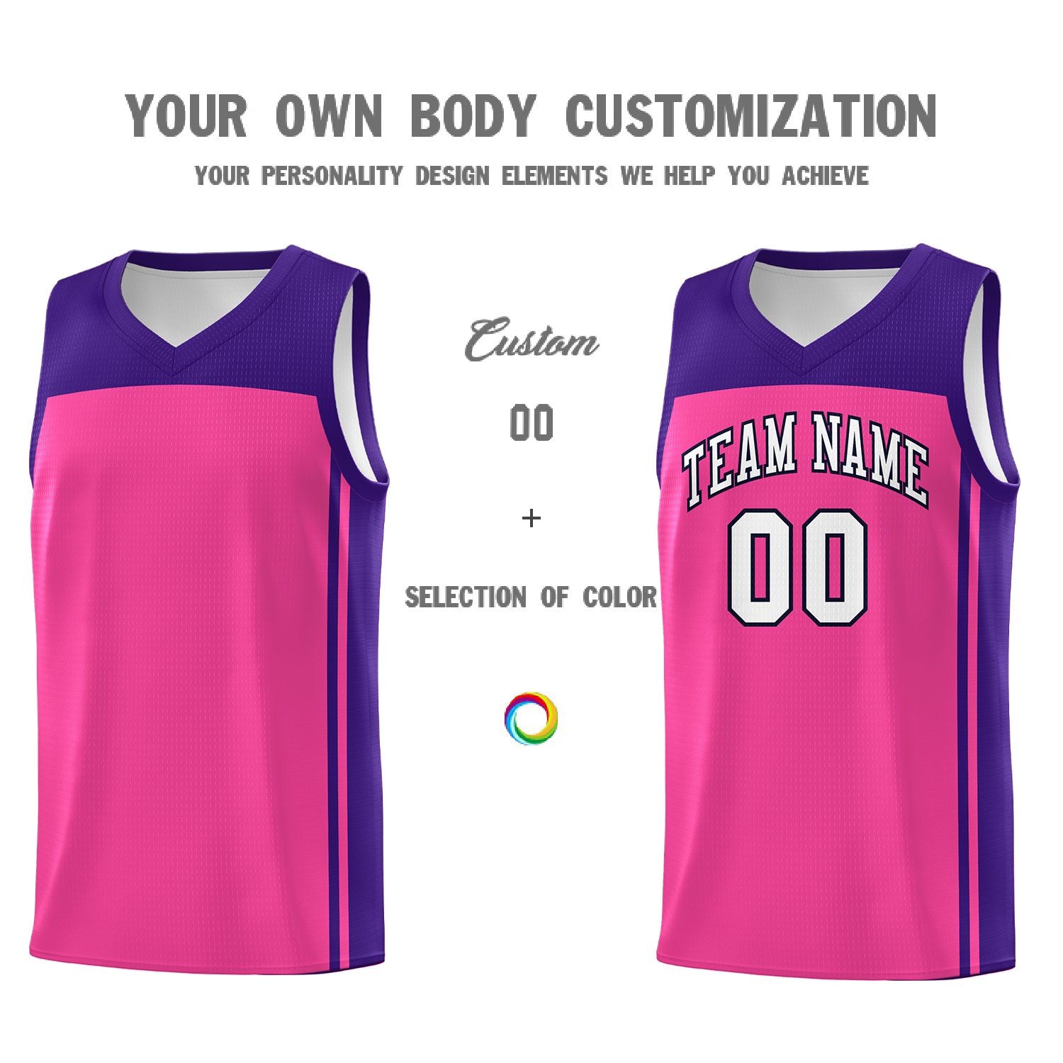 Custom Pink Purple Classic Sets Sports Uniform Basketball Jersey