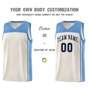 Custom Cream Light Blue Classic Sets Sports Uniform Basketball Jersey