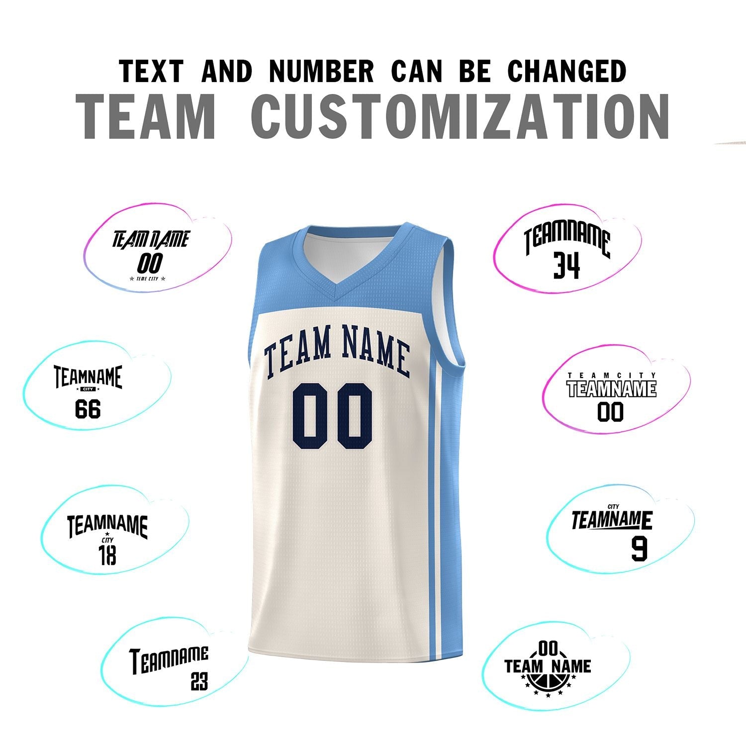 Custom Cream Light Blue Classic Sets Sports Uniform Basketball Jersey