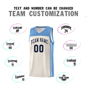 Custom Cream Light Blue Classic Sets Sports Uniform Basketball Jersey