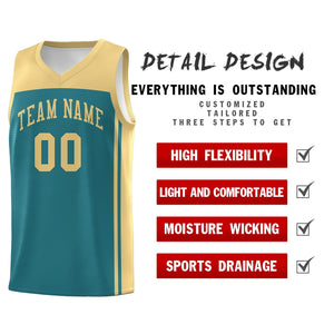 Custom Aqua Khaki Classic Sets Sports Uniform Basketball Jersey