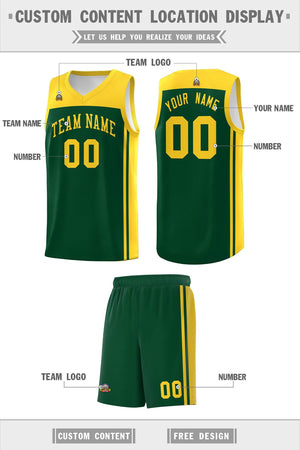 Custom Green Gold Classic Sets Sports Uniform Basketball Jersey