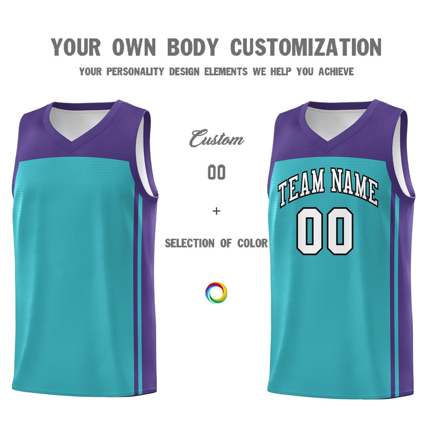 Custom Aqua Purple Classic Sets Sports Uniform Basketball Jersey