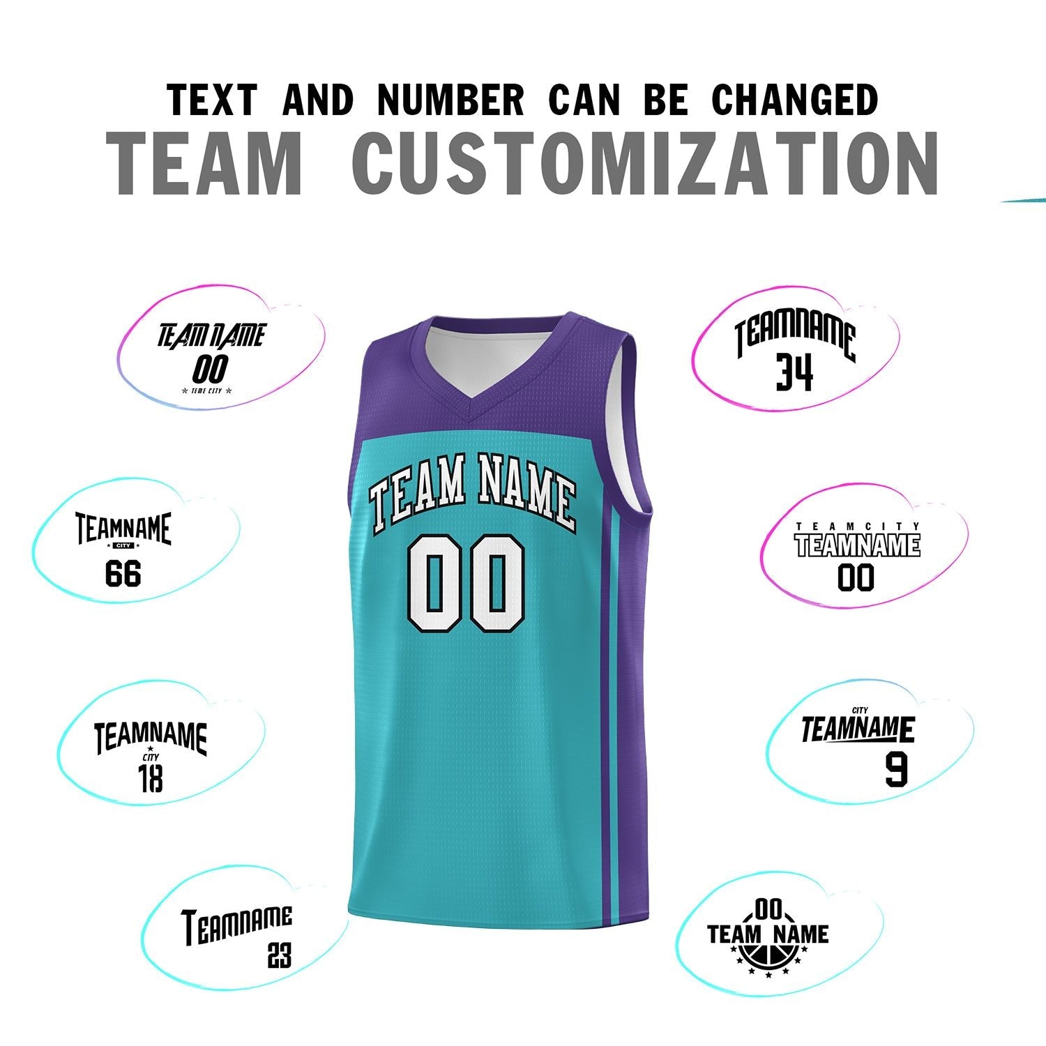 Custom Aqua Purple Classic Sets Sports Uniform Basketball Jersey