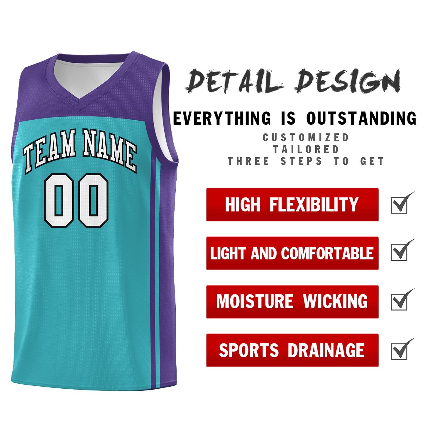 Custom Aqua Purple Classic Sets Sports Uniform Basketball Jersey