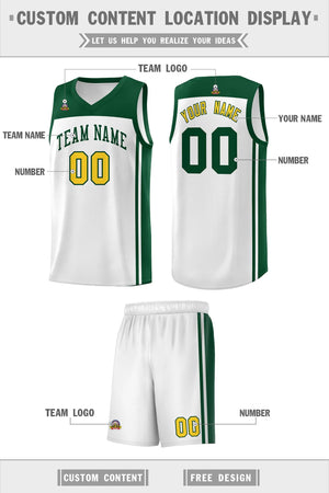 Custom White Green Classic Sets Sports Uniform Basketball Jersey