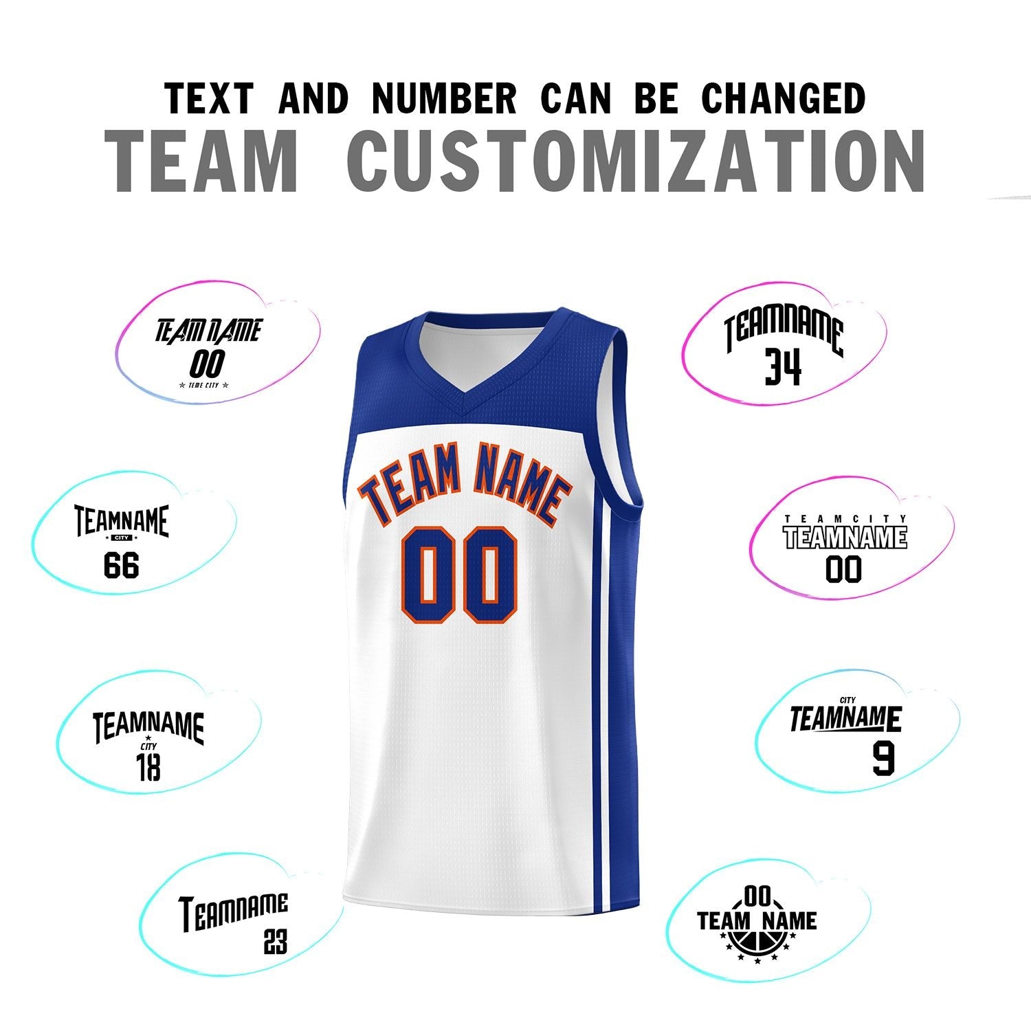 Custom White Royal Classic Sets Sports Uniform Basketball Jersey