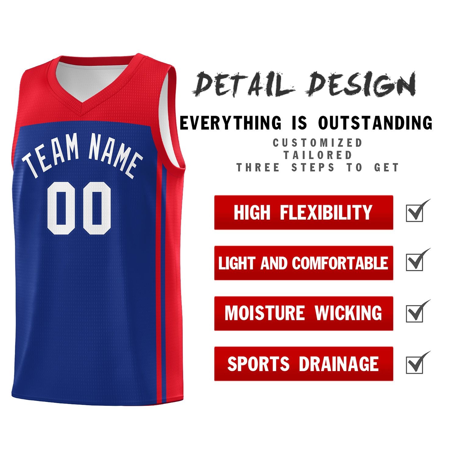 Custom Royal Red Classic Sets Sports Uniform Basketball Jersey